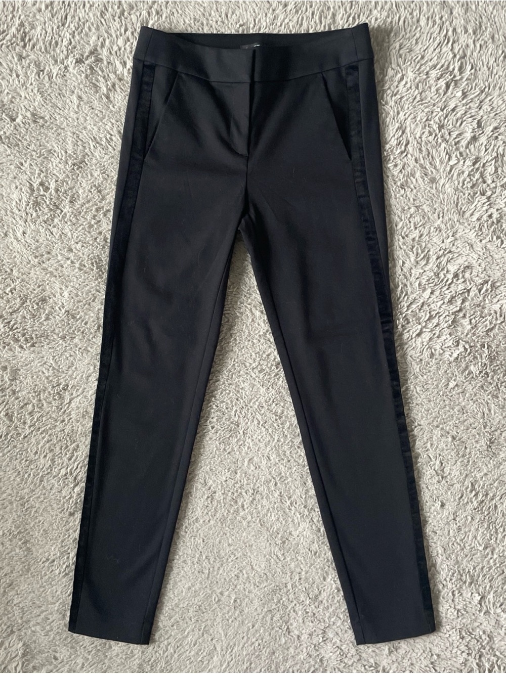 Ann Taylor Loft Velvet Stripe Tuxedo Pants Black Skinny Size 2 Career
